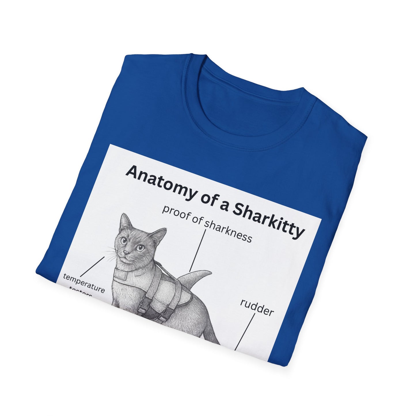 Sharkitty Anatomy T-Shirt – Funny Cat Diagram Tee (‘Anatomy of a Sharkitty’ Label)