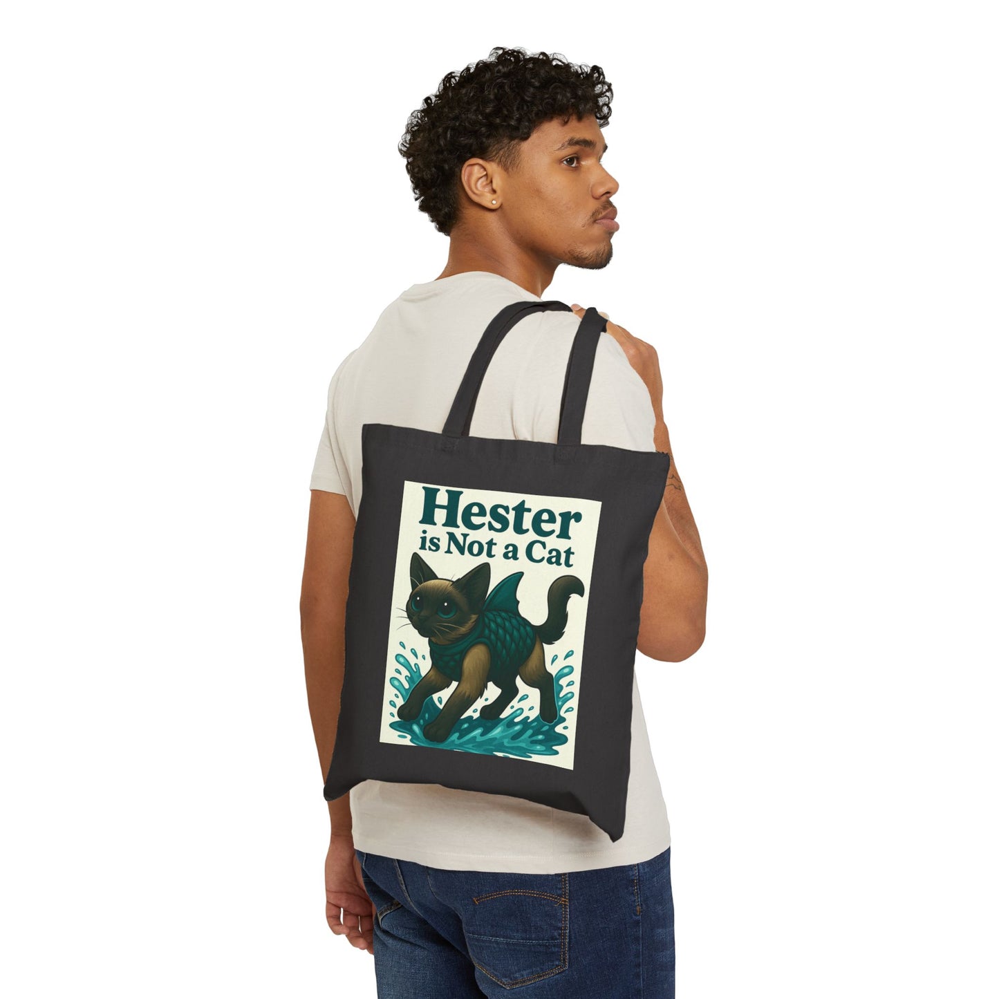 Cartoon Sharkitty Canvas Tote