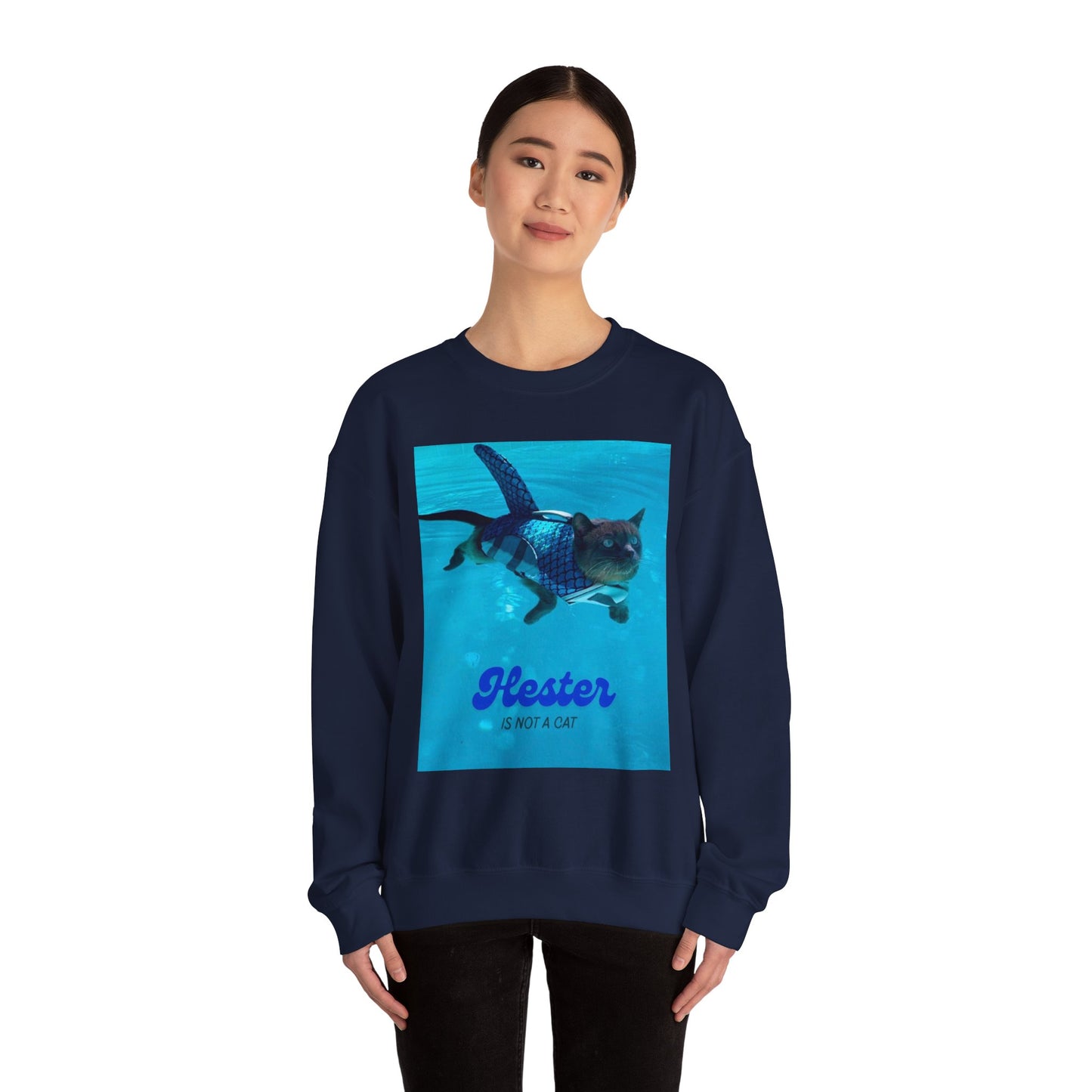 “Hester is Not a Cat" Sharkitty Crewneck Sweatshirt