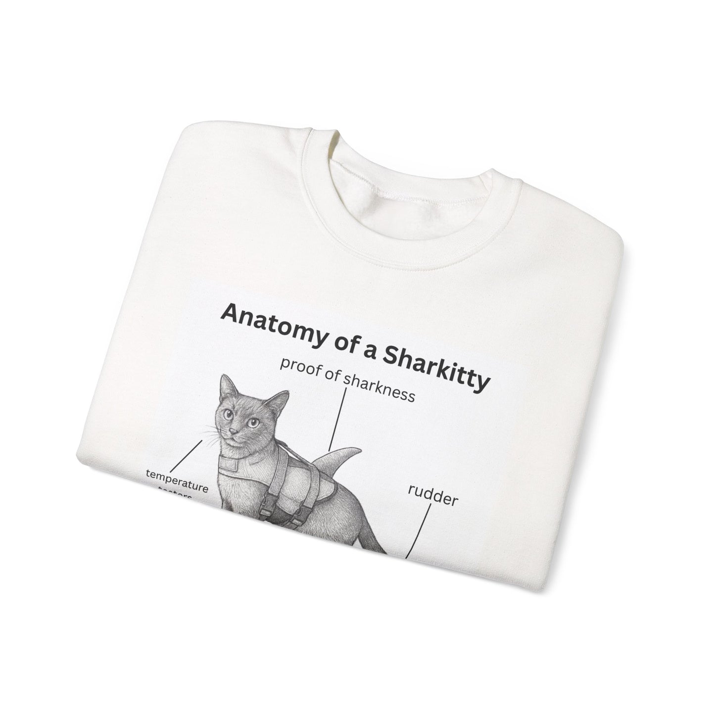 Sharkitty Anatomy Sweatshirt — Funny Cat Shark Diagram Crewneck