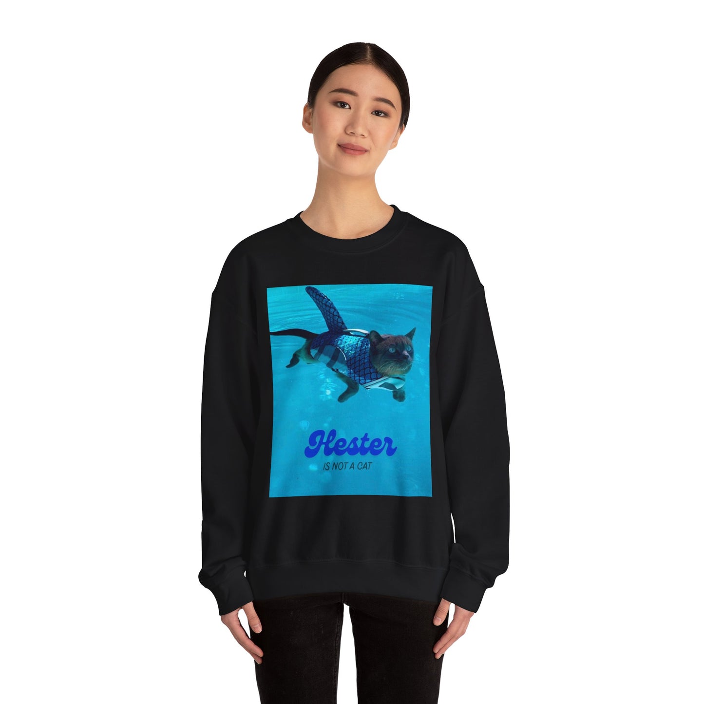 “Hester is Not a Cat" Sharkitty Crewneck Sweatshirt