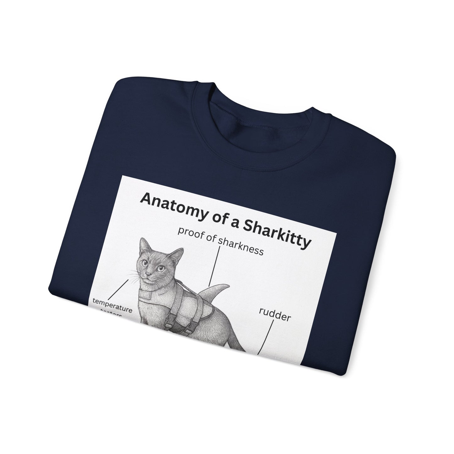 Sharkitty Anatomy Sweatshirt — Funny Cat Shark Diagram Crewneck